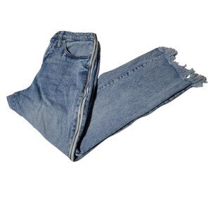 Wild Fable High Rise Ankle Jeans Womens Size 2 Light Wash Raw Hems Zipper Legs